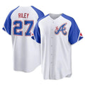 Perkns A.Braves #27 Austin Riley Player White Replica City Connect Stitched Jerseys