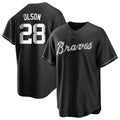 Perkns A.Braves #28 Matt Olson Player Black&White Replica Stitched Jerseys