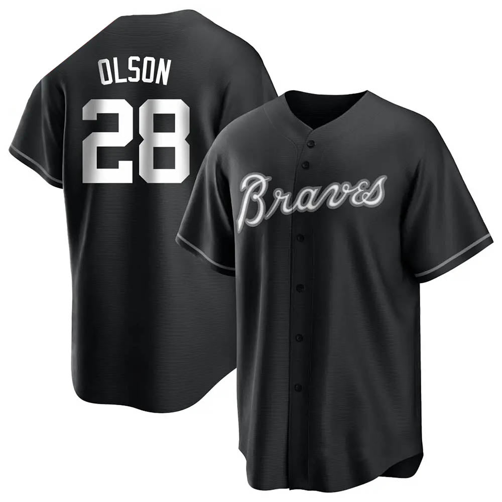 Perkns A.Braves #28 Matt Olson Player Black&Gold Replica en Alternate Stitched Jerseys