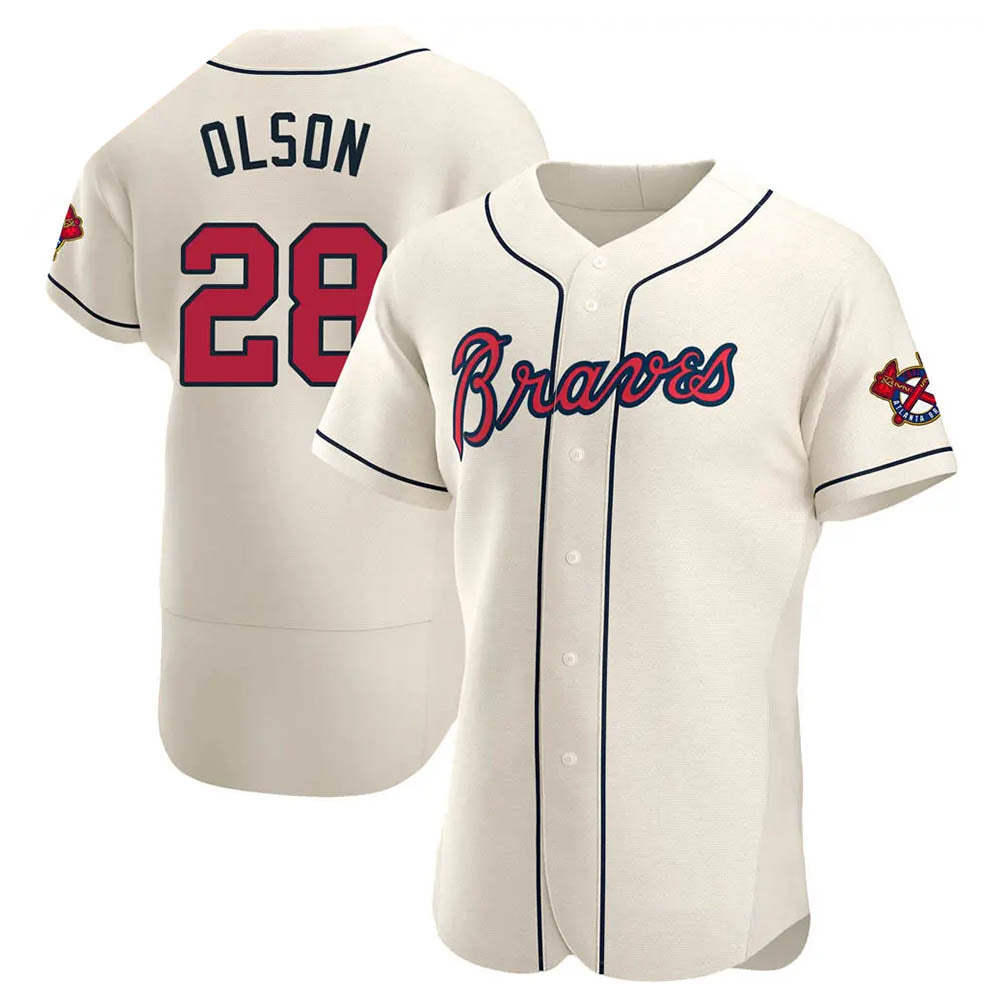 Perkns A.Braves #28 Matt Olson Player Cream Authentic Alternate Stitched Jerseys