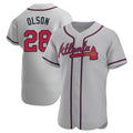 Perkns A.Braves #28 Matt Olson Player Gray Authentic Road Stitched Jerseys