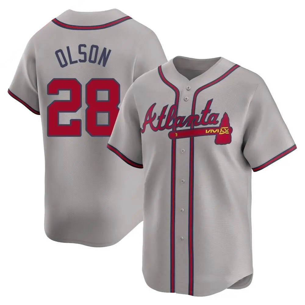 Perkns A.Braves #28 Matt Olson Player Gray Limited Away Stitched Jerseys