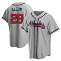 Perkns A.Braves #28 Matt Olson Player Gray Replica Road Stitched Jerseys