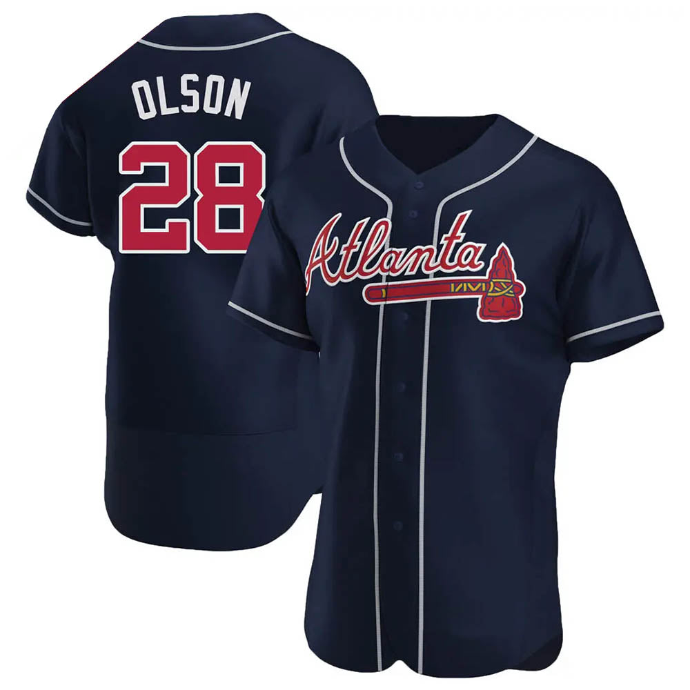 Perkns A.Braves #28 Matt Olson Player Navy Authentic Alternate Stitched Jerseys