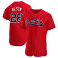Perkns A.Braves #28 Matt Olson Player Red Authentic Alternate Stitched Jerseys