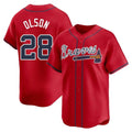 Perkns A.Braves #28 Matt Olson Player Red Limited Alternate Stitched Jerseys