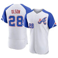 Perkns A.Braves #28 Matt Olson Player White Authentic City Connect Stitched Jerseys
