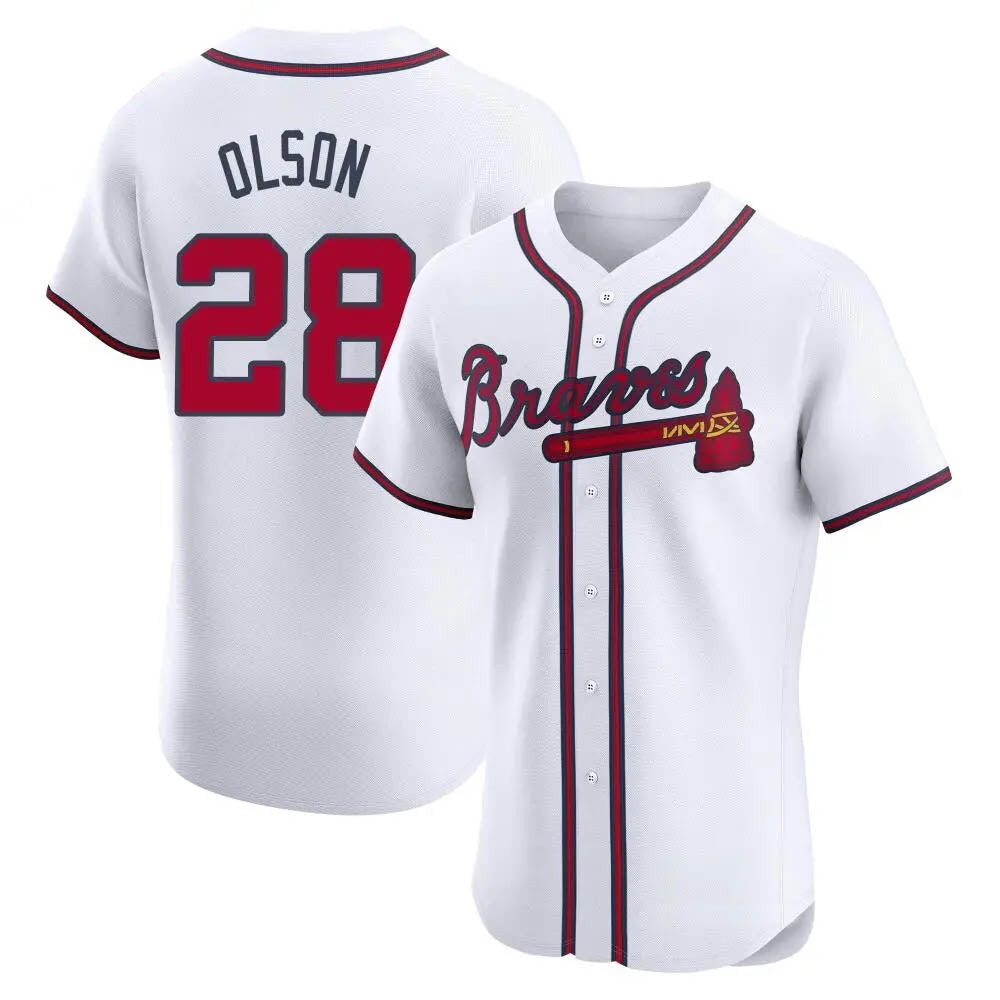 Perkns A.Braves #28 Matt Olson Player White Elite Home Stitched Jerseys