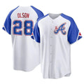 Perkns A.Braves #28 Matt Olson Player White Replica City Connect Stitched Jerseys
