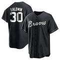 Perkns A.Braves #30 Drake Baldwin player Black&White Replica Stitched Jerseys