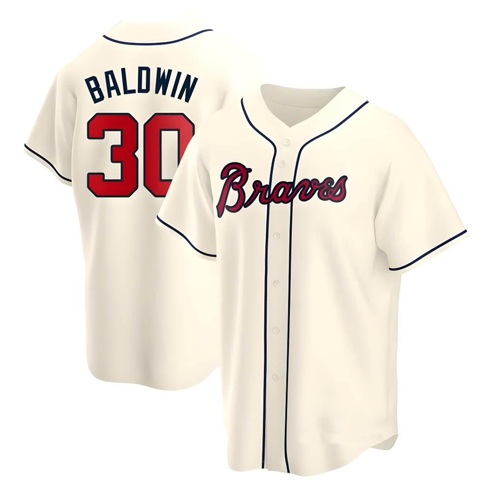 Perkns A.Braves #30 Drake Baldwin player Cream Replica Alternate Stitched Jerseys
