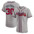 Perkns A.Braves #30 Drake Baldwin player Gray Elite Road Stitched Jerseys