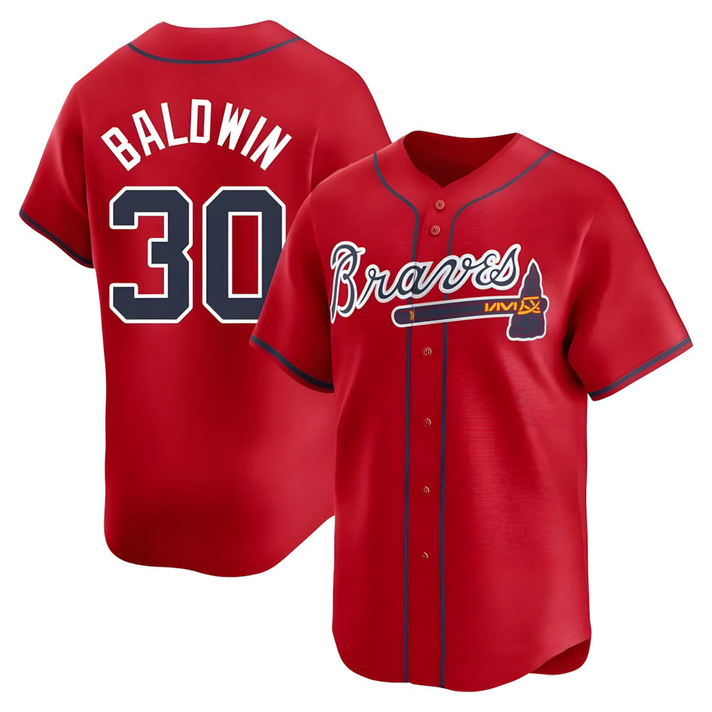 Perkns A.Braves #30 Drake Baldwin player Red Limited Alternate Stitched Jerseys