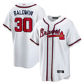 Perkns A.Braves #30 Drake Baldwin player White Home Replica Stitched Jerseys