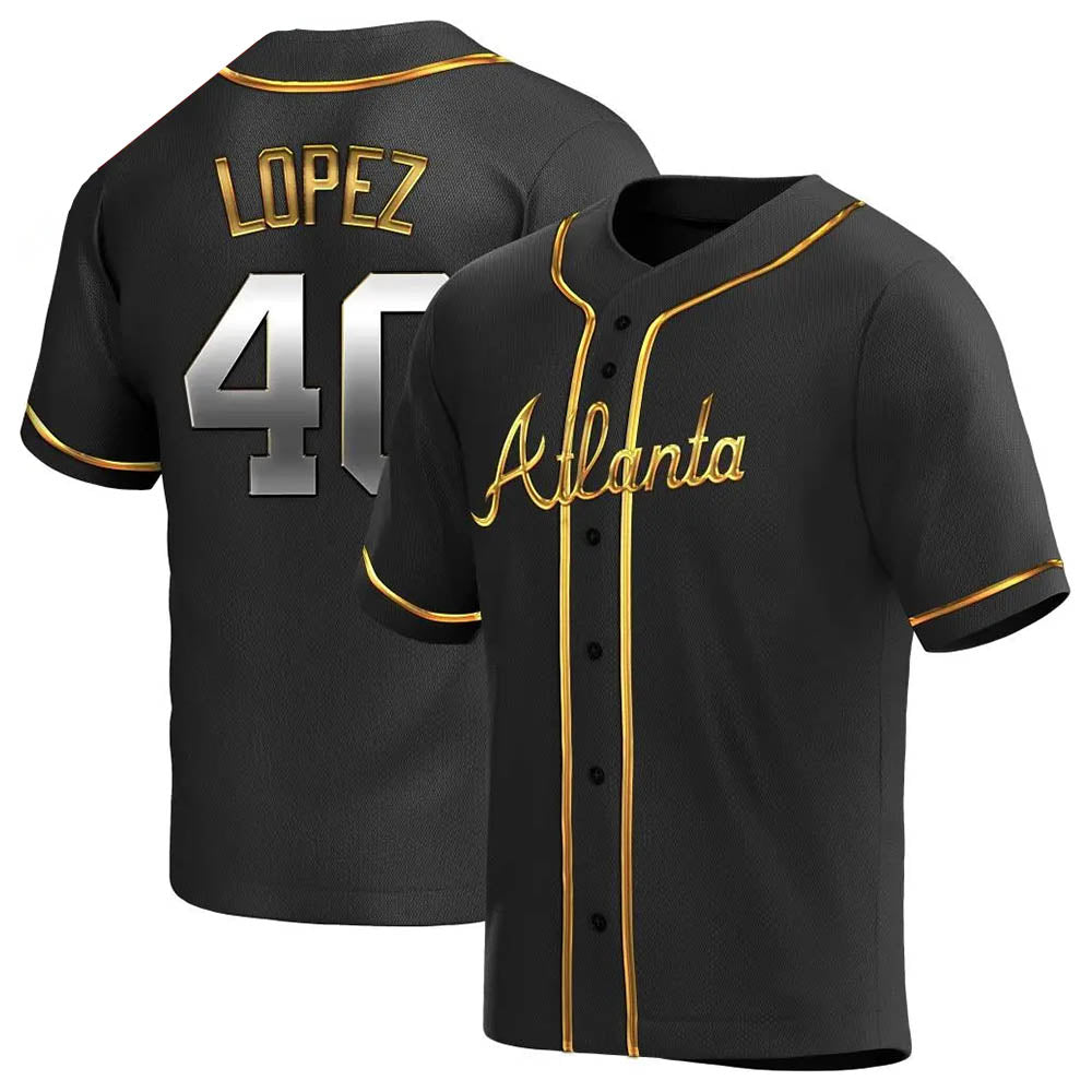 Perkns A.Braves #40 Reynaldo Lopez player Black & Gold Replica en Alternate Stitched Jerseys
