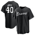 Perkns A.Braves #40 Reynaldo Lopez player Black&White Replica Stitched Jerseys