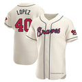 Perkns A.Braves #40 Reynaldo Lopez player Cream Authentic Alternate Stitched Jerseys