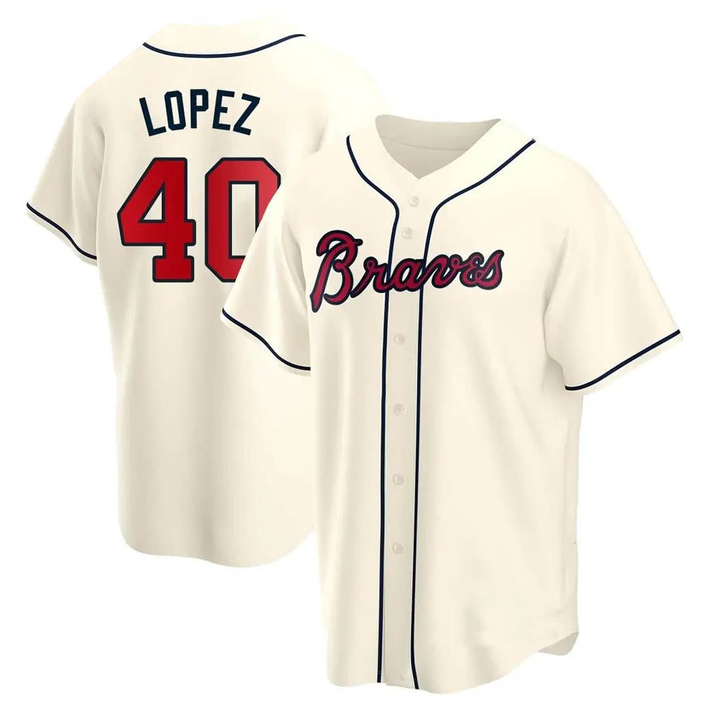 Perkns A.Braves #40 Reynaldo Lopez player Cream Replica Alternate Stitched Jerseys