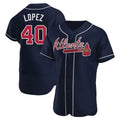 Perkns A.Braves #40 Reynaldo Lopez player Navy Authentic Alternate Stitched Jerseys