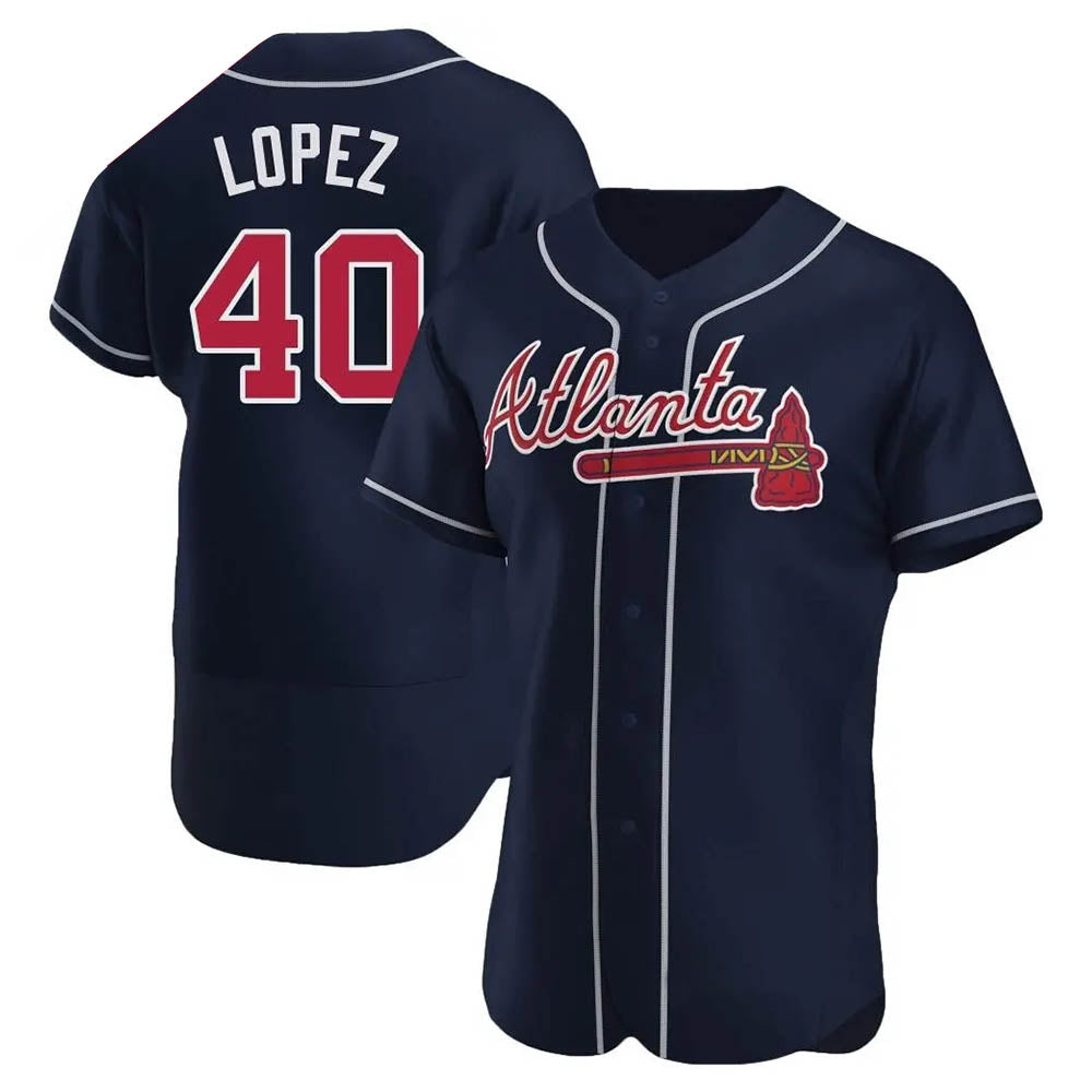 Perkns A.Braves #40 Reynaldo Lopez player Navy Authentic Alternate Stitched Jerseys