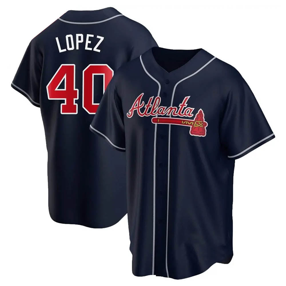 Perkns A.Braves #40 Reynaldo Lopez player Navy Replica Alternate Stitched Jerseys