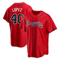 Perkns A.Braves #40 Reynaldo Lopez player Red Replica Alternate Stitched Jerseys