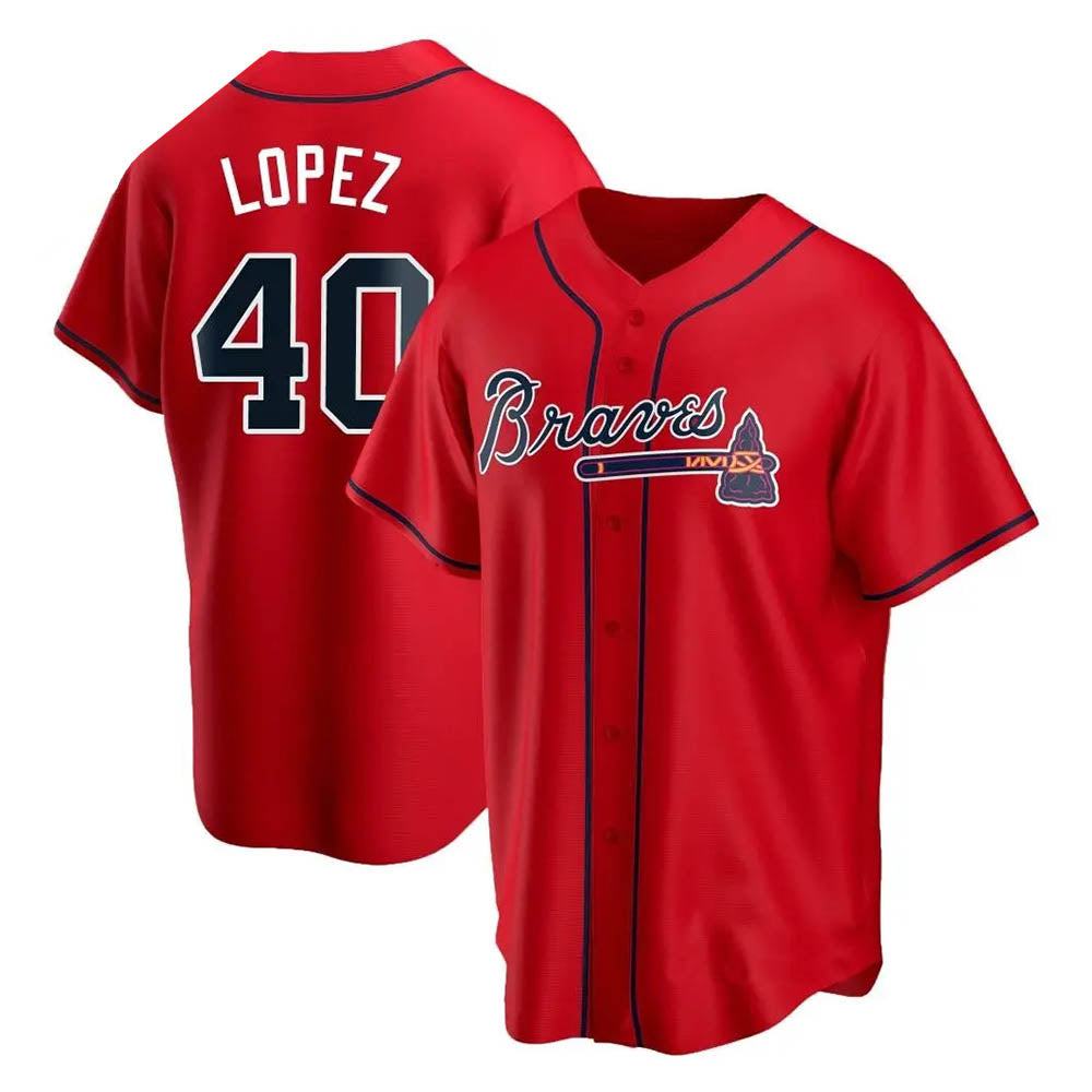 Perkns A.Braves #40 Reynaldo Lopez player Red Replica Alternate Stitched Jerseys
