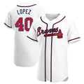 Perkns A.Braves #40 Reynaldo Lopez player White Authentic Home Stitched Jerseys