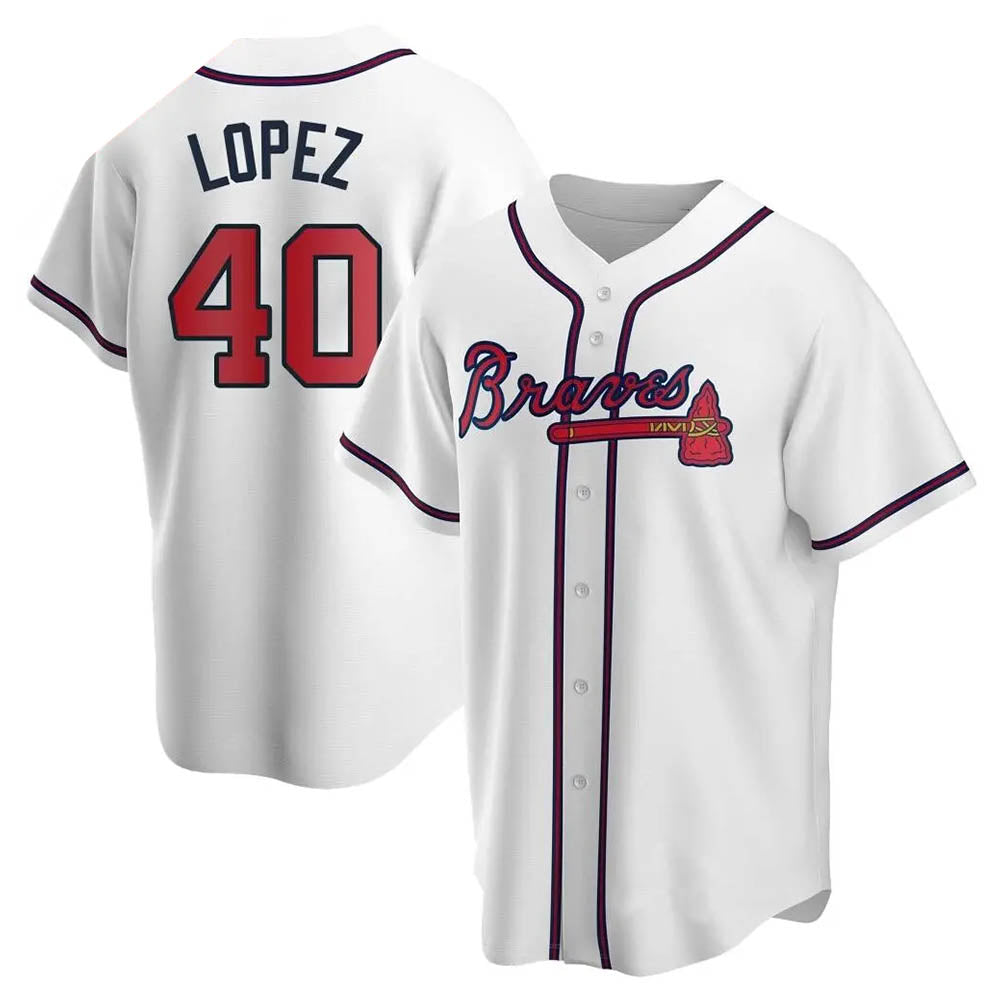 Perkns A.Braves #40 Reynaldo Lopez player White Replica Home Stitched Jerseys