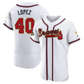 Perkns A.Braves #40 Reynaldo Lopez player White&Gold Authentic Program Stitched Jerseys