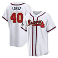 Perkns A.Braves #40 Reynaldo Lopez player White&Gold Replica Program Stitched Jerseys