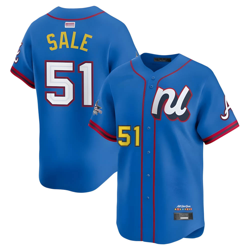 Perkns A.Braves #51 Chris Sale Player Blue National League Limited Stitched Jerseys