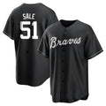 Perkns A.Braves #51 Chris Sale Player White&Black Replica Stitched Jerseys