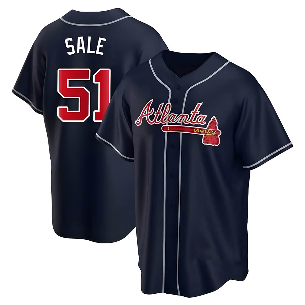 Perkns A.Braves #51 Chris Sale Player Navy City Connect Stitched Jerseys