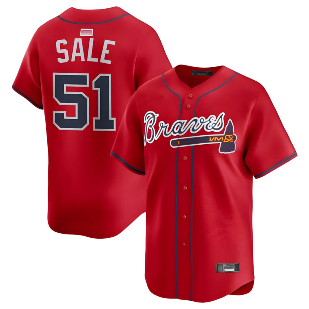 Perkns A.Braves #51 Chris Sale Player Red Alternate Limited Stitched Jerseys