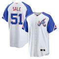 Perkns A.Braves #51 Chris Sale Player White City Connect Limited Stitched Jerseys