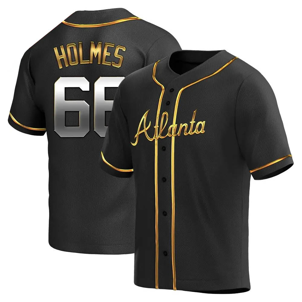 Perkns A.Braves #66 Grant Holmes Player Black&Gold Replica en Alternate Stitched Jerseys