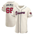 Perkns A.Braves #66 Grant Holmes Player Cream Authentic Alternate Stitched Jerseys