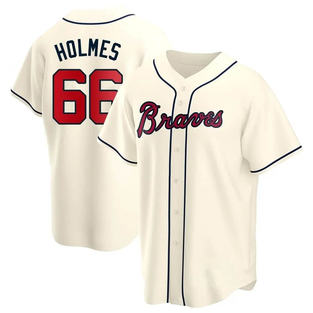 Perkns A.Braves #66 Grant Holmes Player Cream Replica Alternate Stitched Jerseys