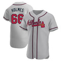 Perkns A.Braves #66 Grant Holmes Player Gray Authentic Road Stitched Jerseys