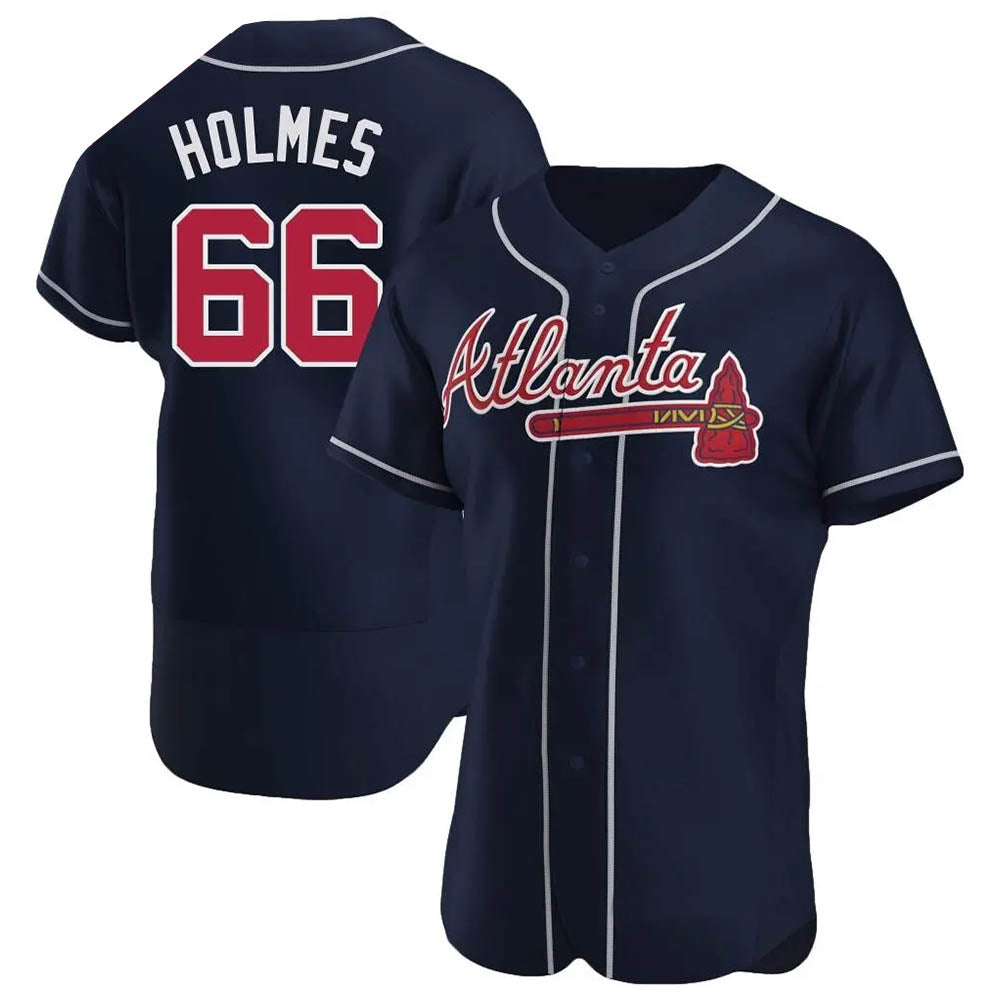 Perkns A.Braves #66 Grant Holmes Player Navy Authentic Alternate Stitched Jerseys