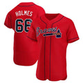 Perkns A.Braves #66 Grant Holmes Player Red Authentic Alternate Stitched Jerseys