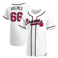 Perkns A.Braves #66 Grant Holmes Player White Authentic Home Stitched Jerseys