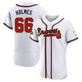 Perkns A.Braves #66 Grant Holmes Player White&Gold Authentic Program Stitched Jerseys