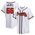 Perkns A.Braves #66 Grant Holmes Player White&Gold Replica Program Stitched Jerseys