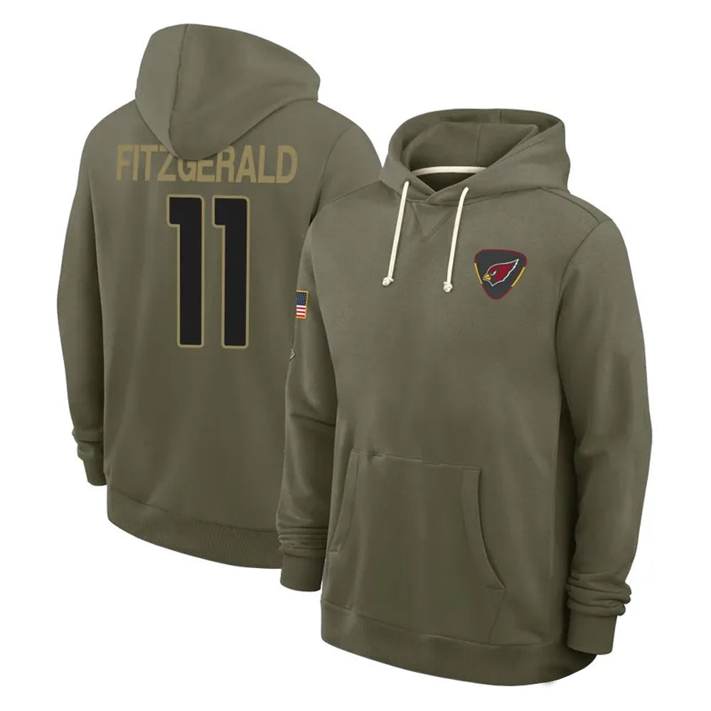 Perkns A.Cardinals #11 Larry Fitzgerald Player Olive Salute to Service Hoodies Stitched Jerseys