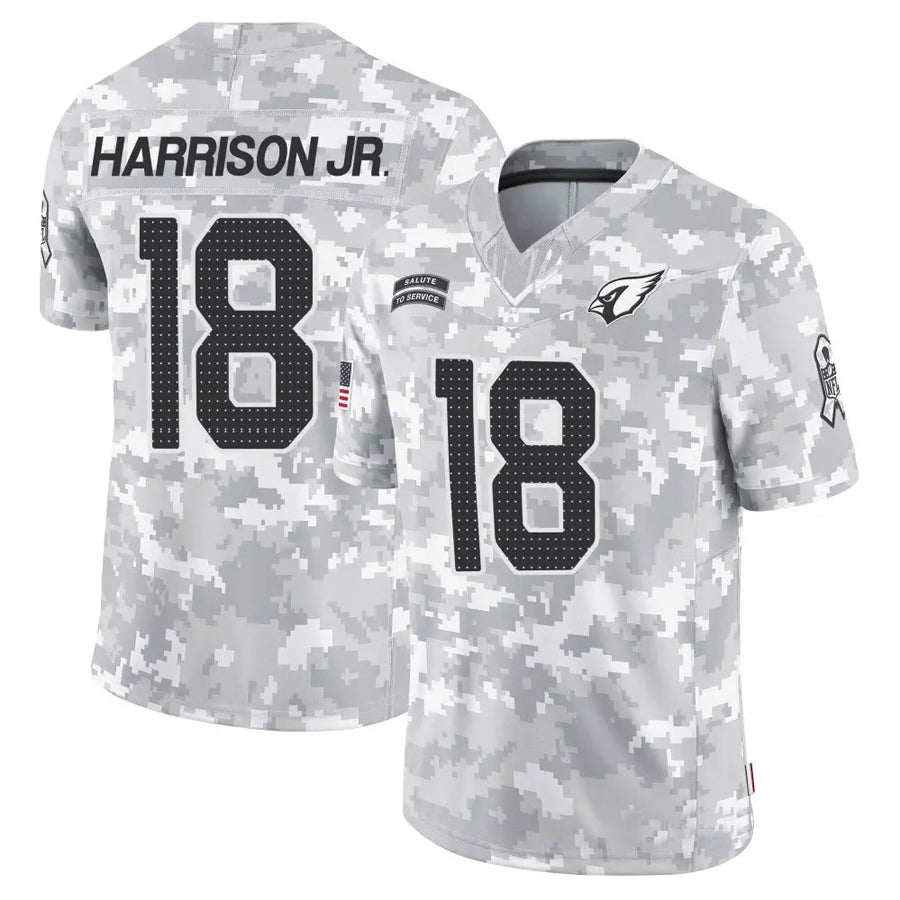 Perkns A.Cardinals #18 Marvin Harrison Jr. Player Camo Salute to Service Limited Stitched Jerseys