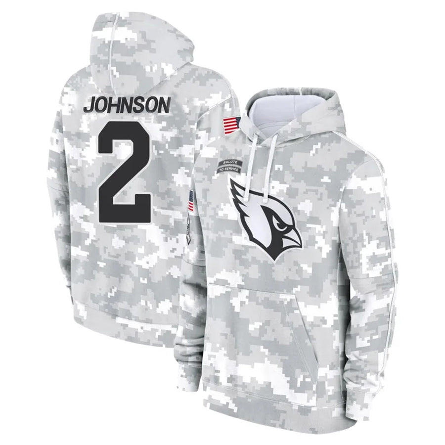 Perkns A.Cardinals #2 Will Johnson Player Camo Salute to Service Hoodies Stitched Jerseys