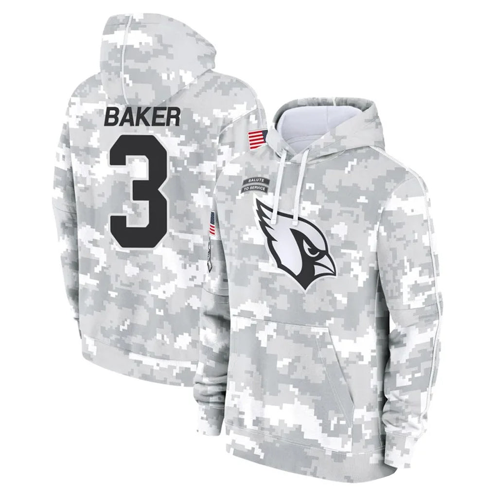 Perkns A.Cardinals #3 Budda Baker Player Arctic Camo Salute to Service Limited Hoodie Stitched Jersey