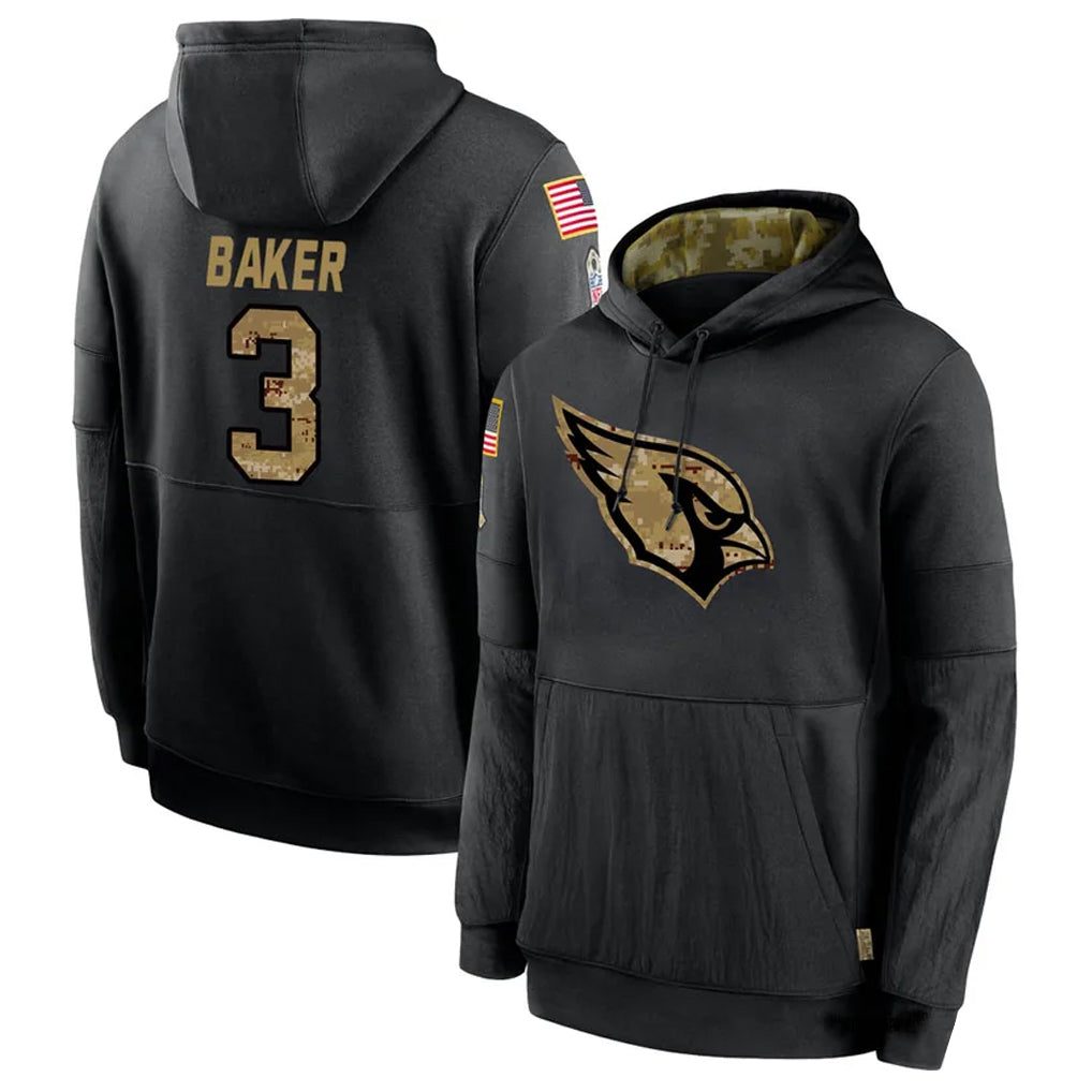 Perkns A.Cardinals #3 Budda Baker Player Black Salute to Service Limited Hoodie Stitched  Jerseys